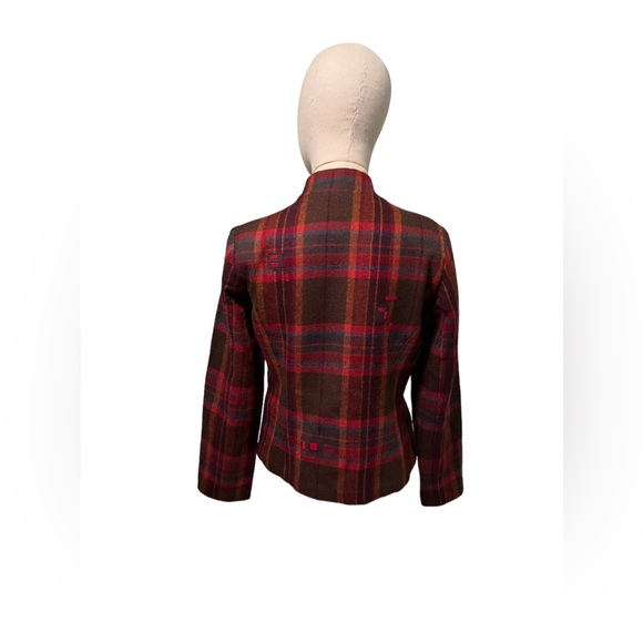 Vintage Canvas Backs 99% Wool Red Plaid Patterned Blazer Jacket size 6 - Picture 10 of 11